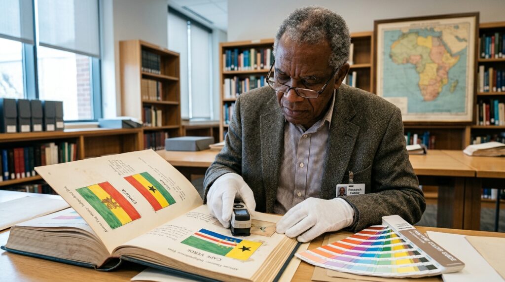 A cor azul significa isolamento em Cabo Verde e poder em Gana mesma faixa, mundos diferentes