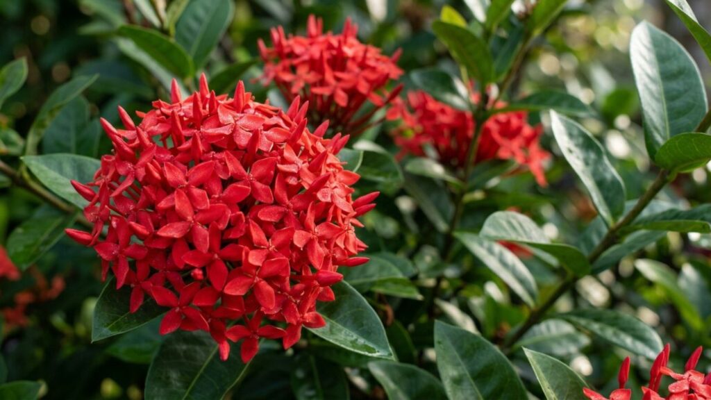 Ixora-2-1024x576 A planta arbustiva mais usada em condomínios: como cuidar da ixora e fazer os buquês vermelhos explodirem