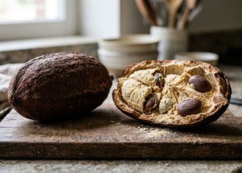 A fruta rústica que tem cor marrom avermelhada e sabor de farinha doce e que poucos brasileiros conhecem