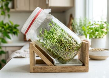 Como cultivar brotos comestíveis em potes de geleia reaproveitando grãos de lentilha da despensa