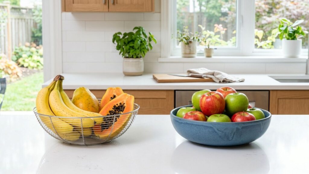 Maca-na-fruteira-3-1024x576 Pare de guardar maçãs misturadas com outras frutas maduras na mesma fruteira: essa é a maneira correta de isolar a fruta para evitar que seu gás natural apodreça as vizinhas