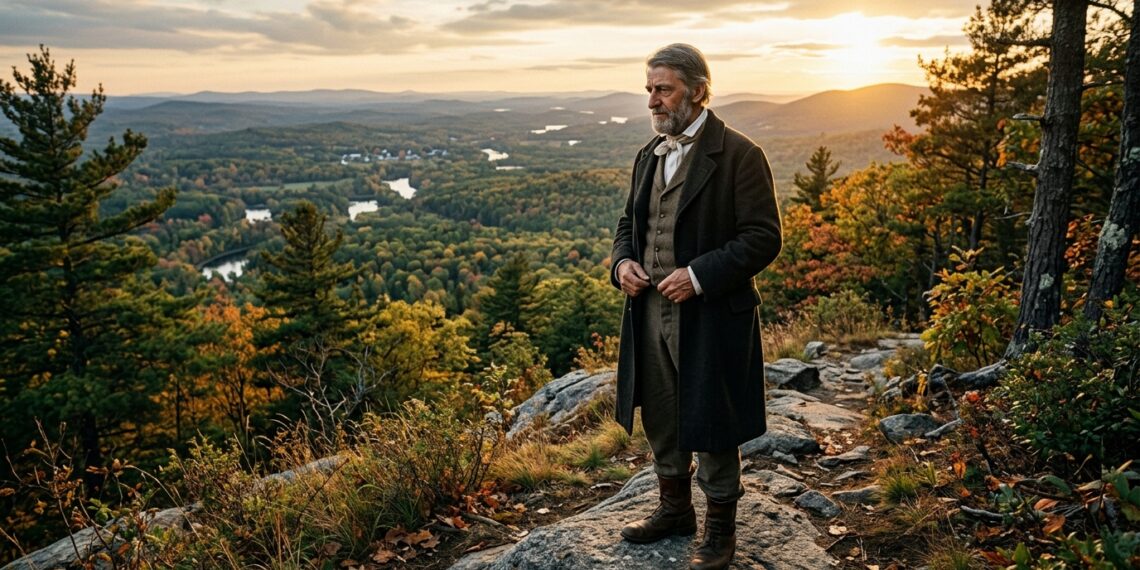 Frase do dia de Ralph Waldo Emerson, filósofo americano e transcendentalista: "Não vá aonde o caminho leva; vá onde não há caminho e deixe um rastro”