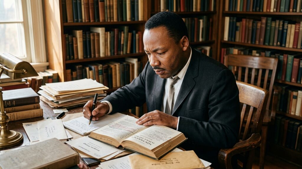 Martin Luther King Jr. sobre Mahatma Gandhi “De Jesus Cristo recebi a minha inspiração e a minha mensagem; de Mahatma Gandhi, recebi o método e a técnica para transformá-la em uma força viva de libertação.”