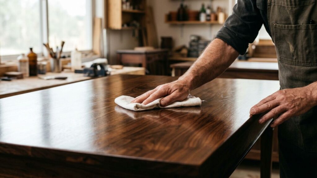 Marca-na-madeira-3-1024x576 Como tirar marca circular de copo molhado da mesa de madeira envernizada: o truque fácil de esfregar um pingo de maionese com óleo que sempre funciona
