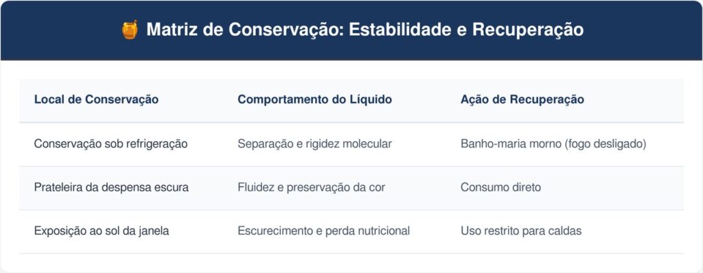 Mel-na-geladeira-tabela-1024x398 Pare de guardar o frasco de mel dentro da geladeira: essa é a maneira correta de armazenar no armário escuro para evitar que o açúcar cristalize e endureça a textura