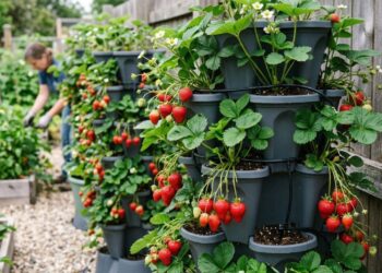 Como plantar morango em floreiras suspensas com um cuidado no solo que faz diferença no crescimento dos frutos