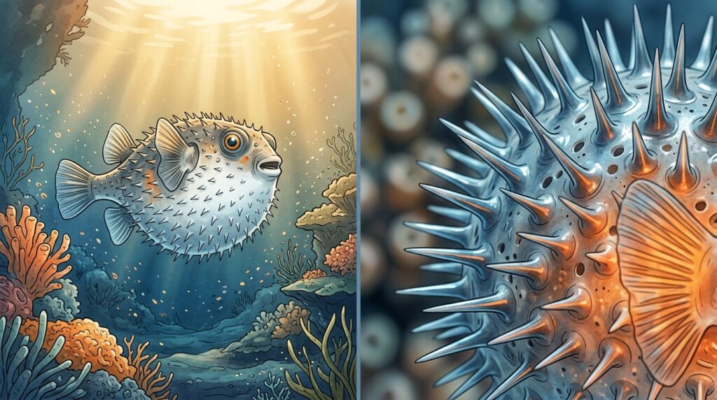 O peixe-baiacu que incha como um balão quando ameaçado e produz veneno mortal
