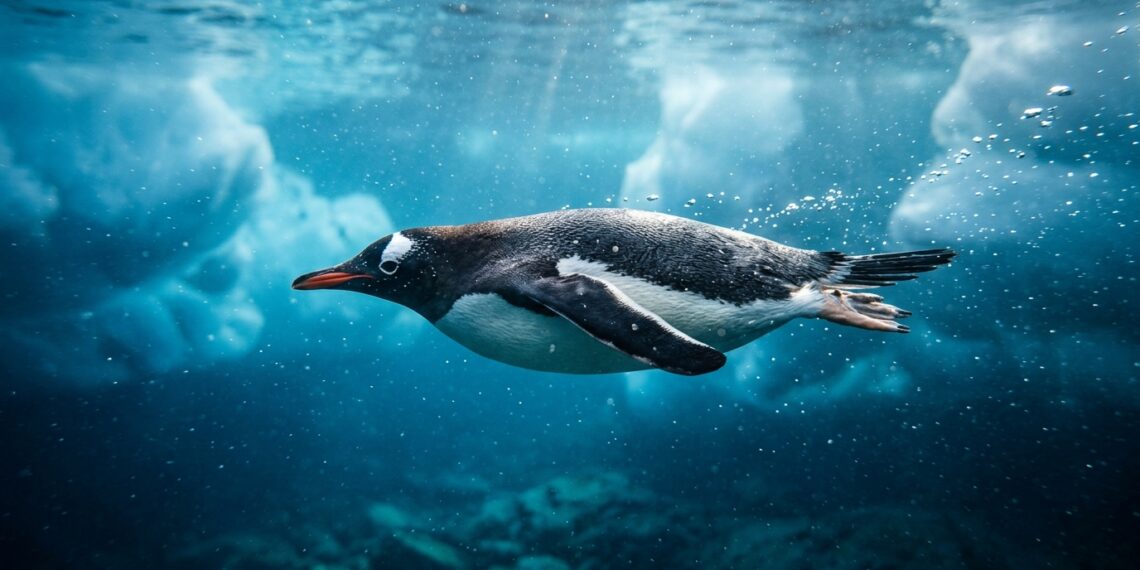 O pinguim que "voa" como um pássaro mas dentro da água