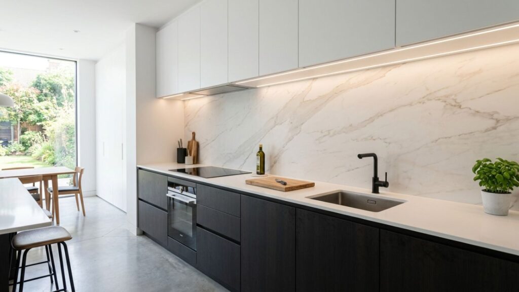 Placas-unicas-2-1024x576 Adeus aos clássicos azulejos de metrô (subway tiles): a tendência para renovar a cozinha com placas únicas de grande formato sem emendas