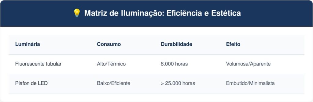 Plafon-de-LED-ultrafino-tabela-1024x335 Adeus à lâmpada fluorescente tubular que pisca e gasta muita energia na cozinha: a nova tendência é mais econômica e proporciona iluminação uniforme com o plafon de LED ultrafino
