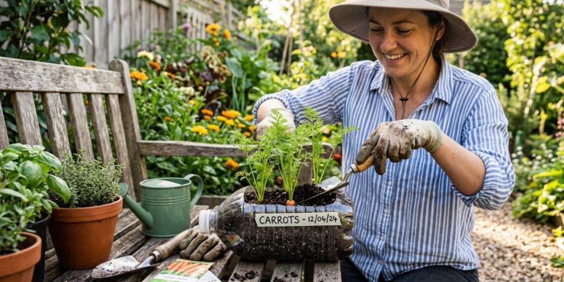 Como plantar cenoura em garrafas PET fundas com o solo certo para a raiz crescer reta e forte
