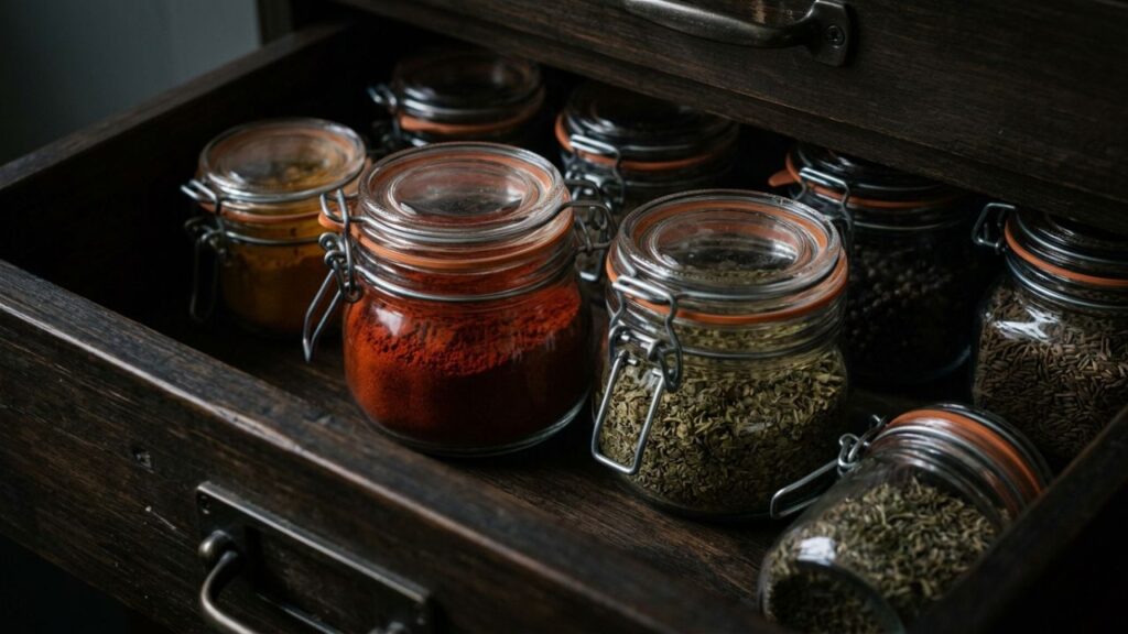Potinhos-de-paprica-e-oregano-3-1024x576 Pare de guardar potinhos de páprica e orégano diretamente sob a luz forte da janela: essa é a maneira correta de ocultar em gavetas cegas para evitar que percam a coloração e o aroma óleos essenciais