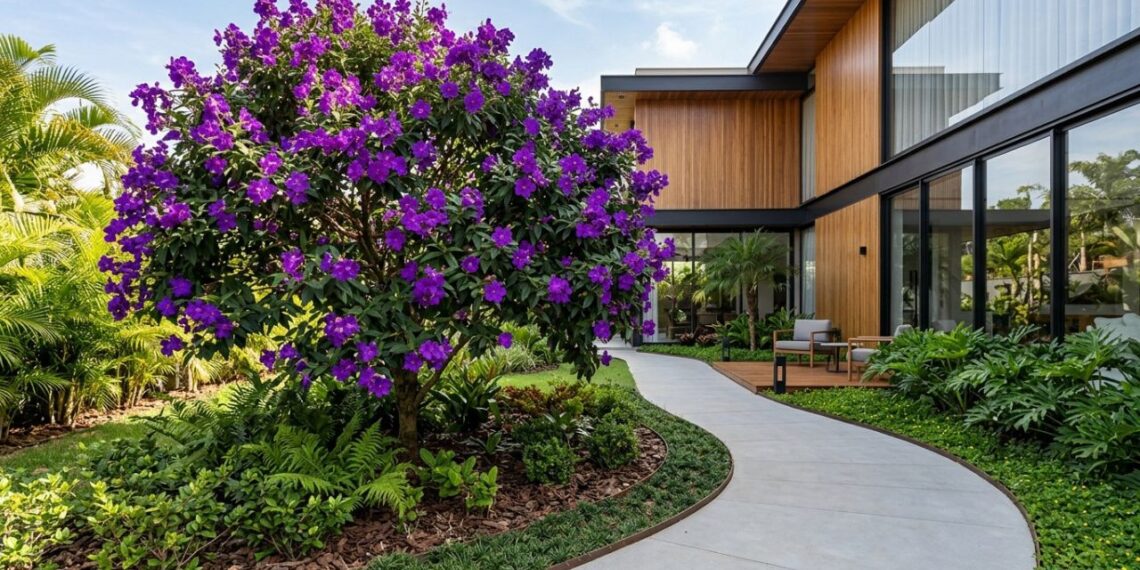 Essa árvore é ideal para o seu jardim da frente: não racha o piso, proporciona sombra e dá flores roxas espetaculares