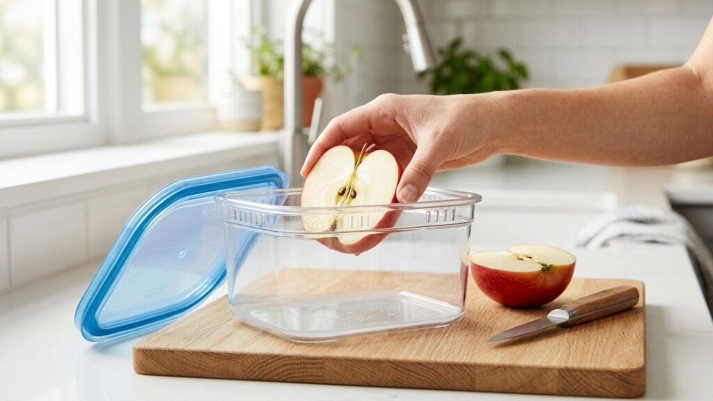 Restos-de-bolo-2-1024x576 Colocar meia maçã dentro de um pote com restos de bolo: para que serve e como a comida fica no dia seguinte
