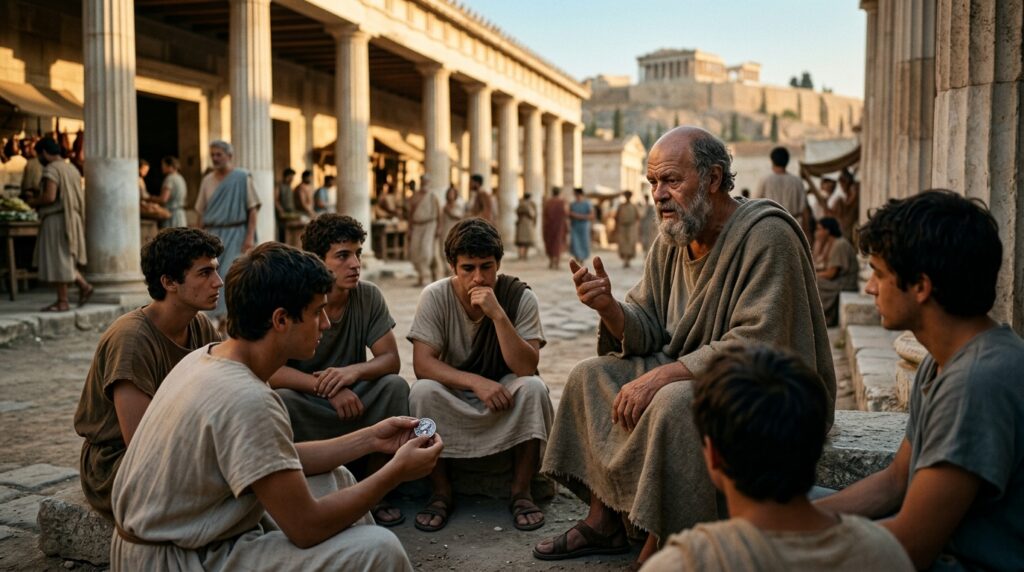 "Frase do dia de Sócrates, homem das ruas de Atenas e martir da filosofia : ''O amigo deve ser como o dinheiro, cujo valor já conhecemos antes de termos necessidade dele’