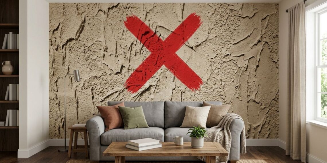 Adeus à textura de grafiato grossa na parede principal da sala que machuca as costas: a nova tendência é mais lisa e sofisticada com o efeito de pintura mármore ou cimento queimado brilhante