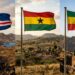 A cor azul significa isolamento em Cabo Verde e poder em Gana mesma faixa, mundos diferentes