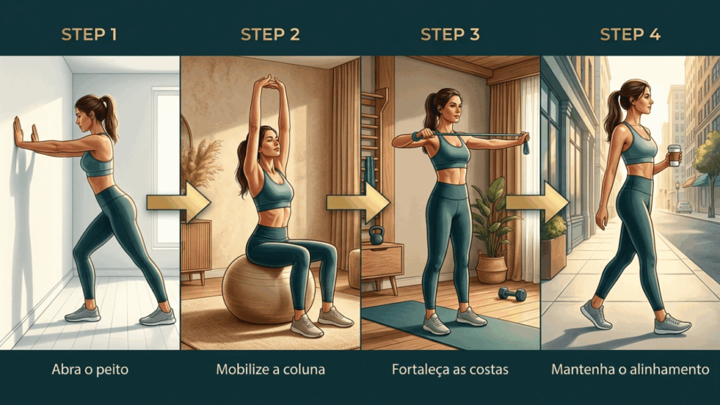 Como eliminar a "corcunda" digital: rotina para corrigir postura em 3 semanas