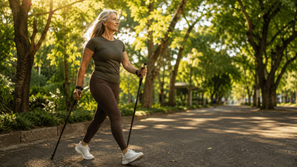 Em mulheres com mais de 55 anos, caminhar melhora a saúde cardiovascular, a massa muscular e a tensão