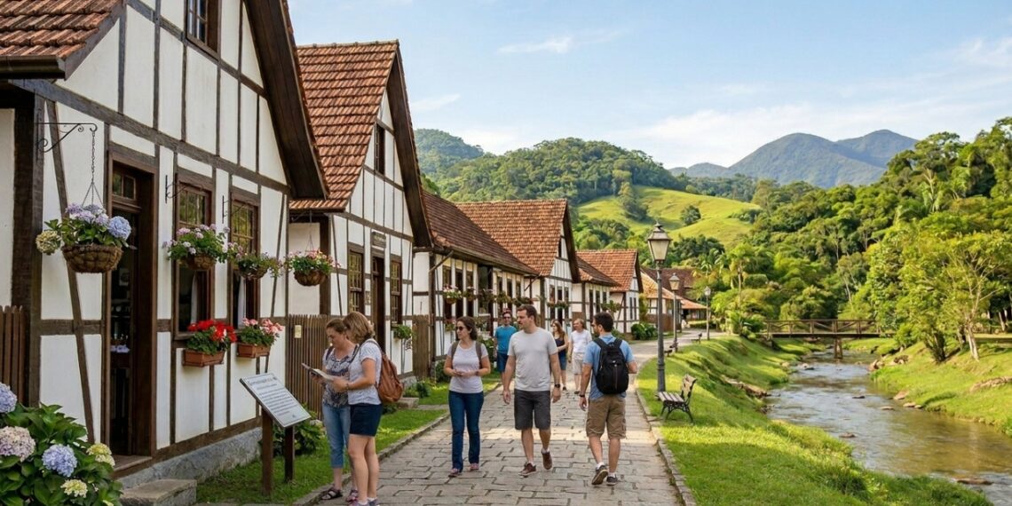 Cidade referência em segurança pública no país: passeio histórico com casas enxaimel e paisagens rurais preservadas garantem paz e cultura
