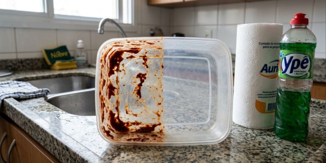 O truque simples da vovó com papel toalha e detergente para tirar manchas de gordura e molho de tomate dos potes de forma fácil e rápida
