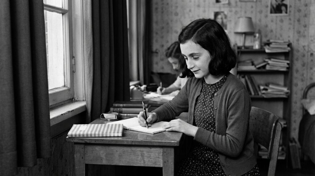 Frase do dia de Anne Frank, escritora holandesa e vítima do Holocausto: "Apesar de tudo, ainda acredito que as pessoas são realmente boas no fundo"