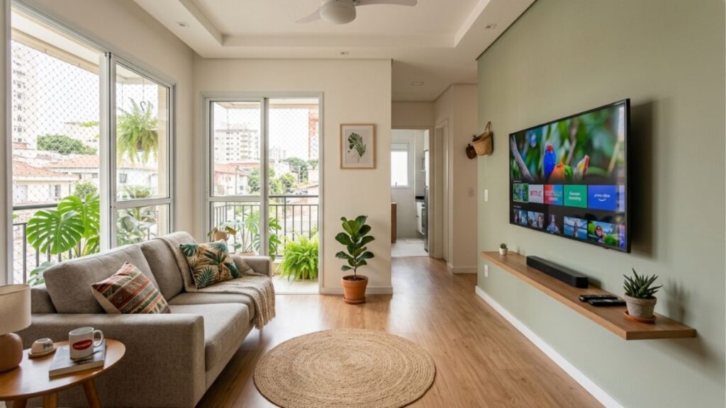 Adeus aos painéis de TV de madeira ocupando toda a sala: a tendência minimalista para renovar o ambiente com suportes invisíveis direto na parede