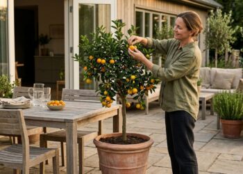 7 árvores frutíferas exóticas cujas raízes não danificam os deques de madeira, perfeitas para pátios pavimentados
