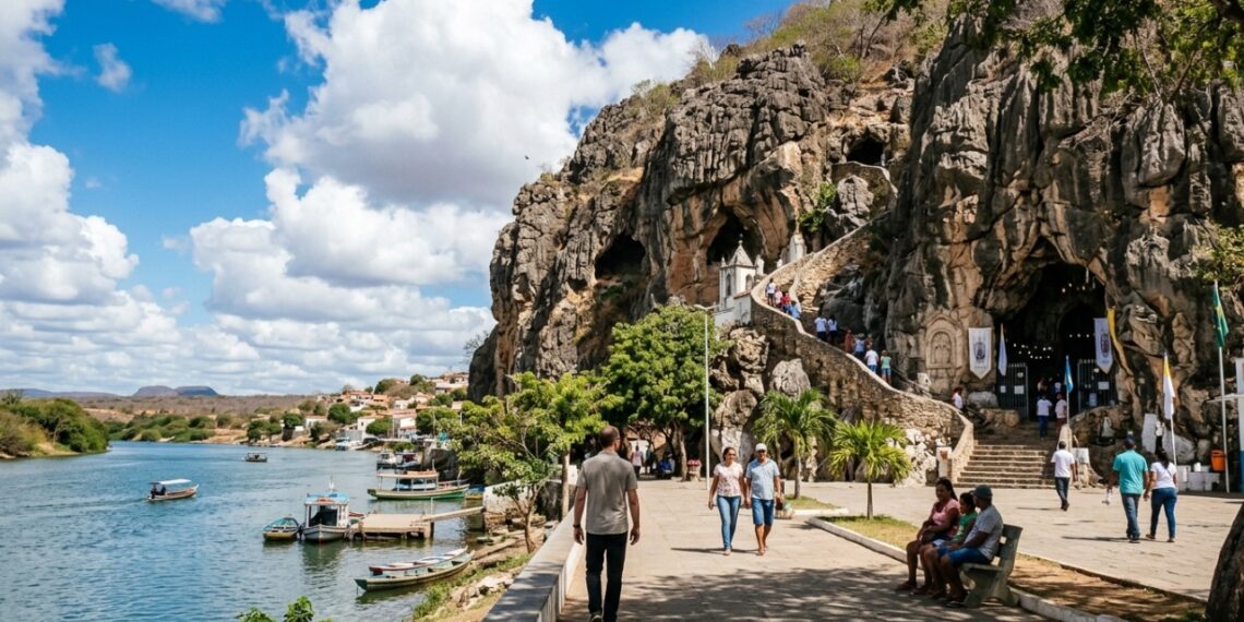A Fátima do Sertão às margens do Velho Chico reúne um templo em gruta de calcário de 90 metros de 1691 e recebe 2 milhões de devotos