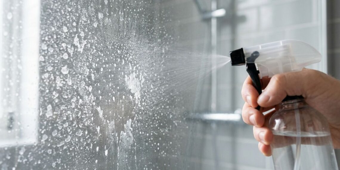 Como limpar o box de vidro temperado em casa usando vinagre morno e detergente para eliminar manchas de calcário