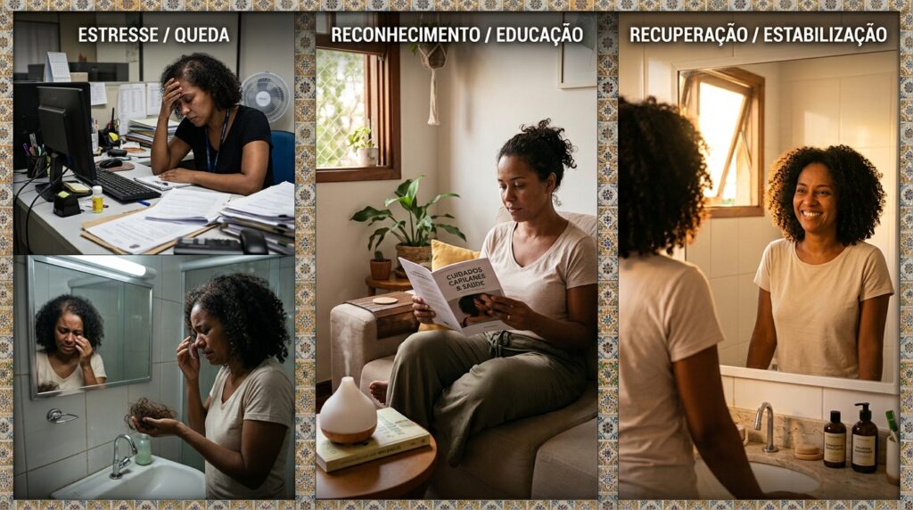 Por que seu cabelo está caindo mais no banho: estresse crônico desregula a queda de fios em apenas 30 dias