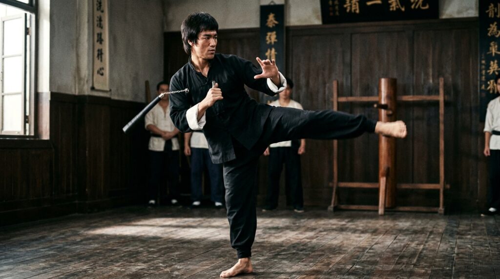 Frase de Bruce Lee no dia: “Eu não temo o homem que praticou 10 mil golpes uma vez, mas o que praticou um golpe 10 mil vezes”.