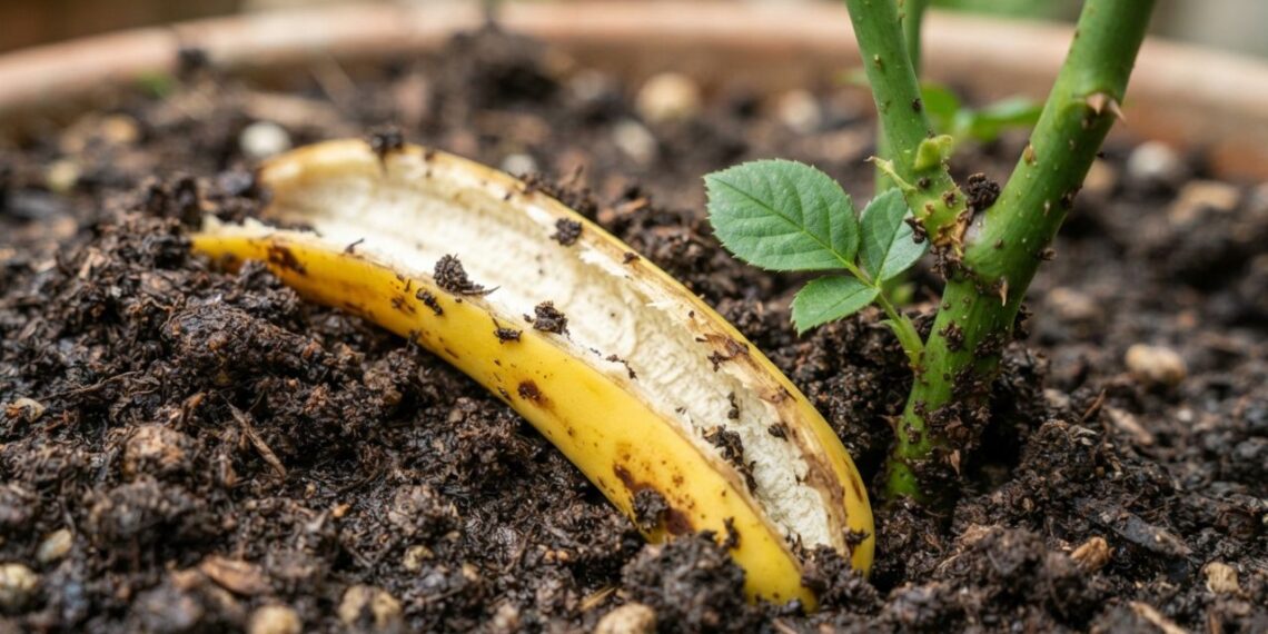 Enterrar uma casca de banana no pé da roseira uma vez por mês: para que serve e quais são os seus benefícios?