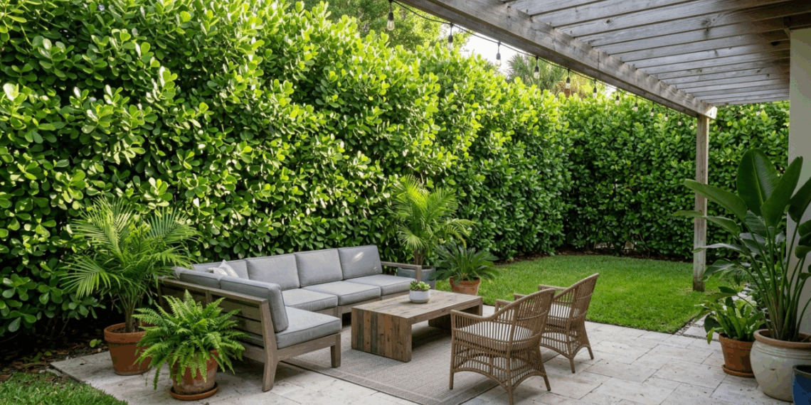 Essa planta é ideal para o limite do terreno: não racha o piso, proporciona sombra espessa e dá folhas grossas que formam uma parede