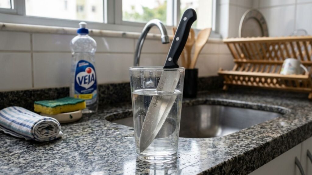 Como tirar manchas de ferrugem da tesoura e facas velhas da cozinha: o truque fácil de mergulhar a lâmina em um copo com vinagre branco puro que funciona sempre