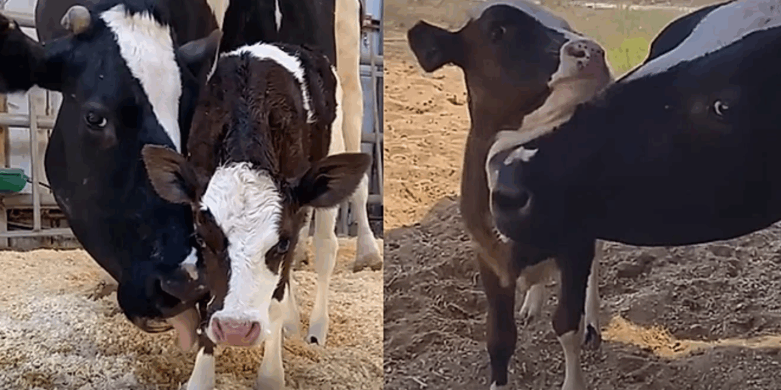Separada de 11 filhotes, vaca idosa adota bezerrinha órfã e produz leite por amor