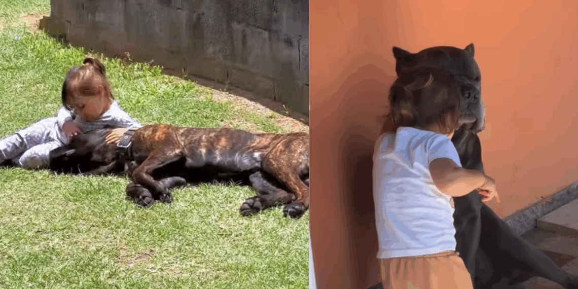 Cachorro Cane Corso gigante viraliza ao ter dentes "investigados" por menina de 2 anos