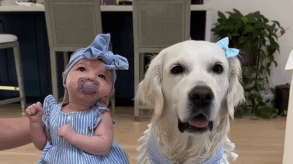 “Ela mudou completamente a rotina”: golden retriever se torna protetora e companheira inseparável da bebê