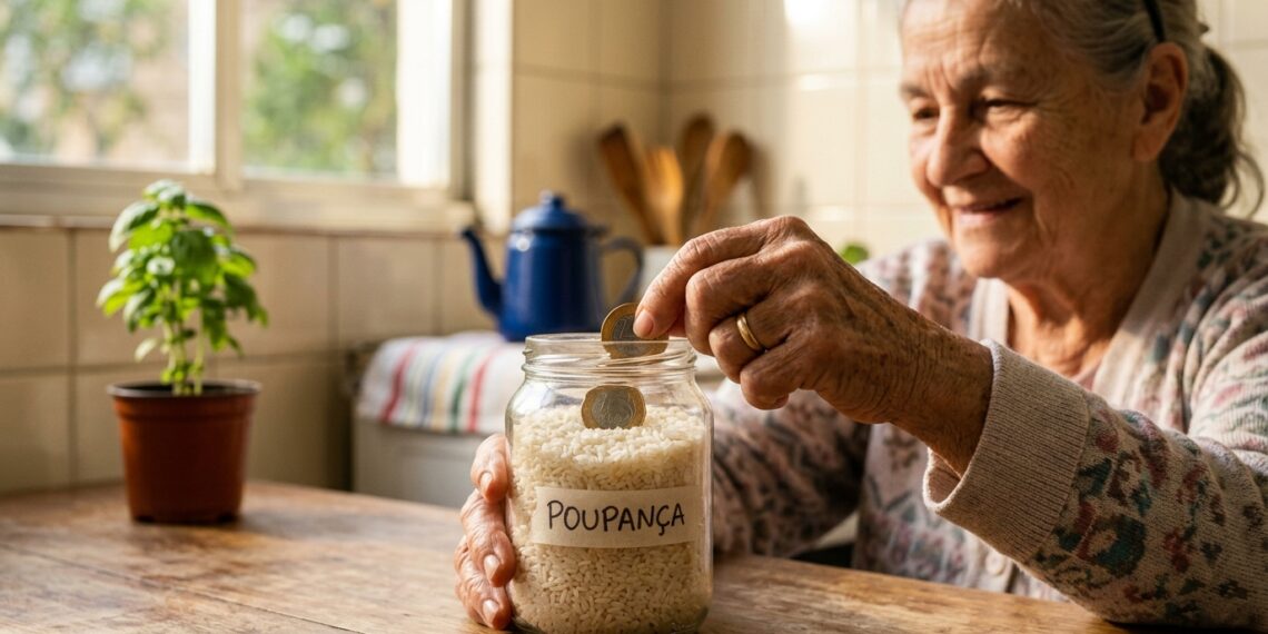 A frase que sussurram enterrando moeda em arroz para semear riqueza na casa