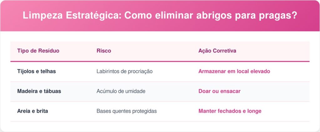 Escorpioes-tabela-1024x422 Biólogos recomendam que os moradores descartem sobras de reformas porque tijolos e telhas empilhadas atraem escorpiões como um ímã