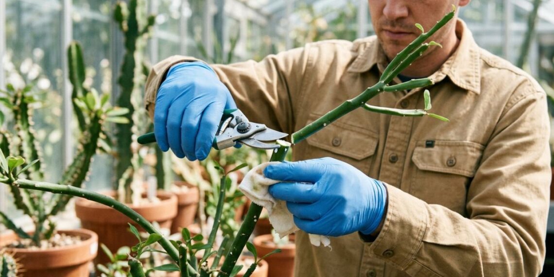 Como realizar o manejo seguro da Euphorbia e o que é preciso para evitar o contato com o látex?