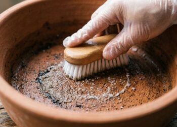 Como limpar o filtro de barro em casa usando água e sal grosso para remover o limo sem deixar gosto de detergente