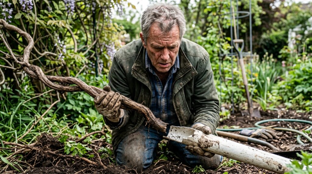 Gardener_holding_root_and_pipe_202607151558-1024x572 Especialistas imploram: arranquem essa flor agora, porque suas raízes estão perfurando encanamentos e causando vazamentos invisíveis.