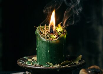 A vela verde com ervas que promete germinar a abundância e fazer a prosperidade brotar