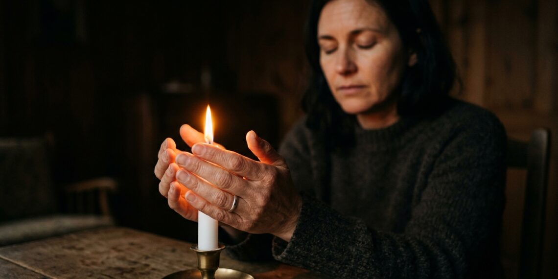 A frase dita junto com uma vela branca que promete limpar a energia da casa em uma noite