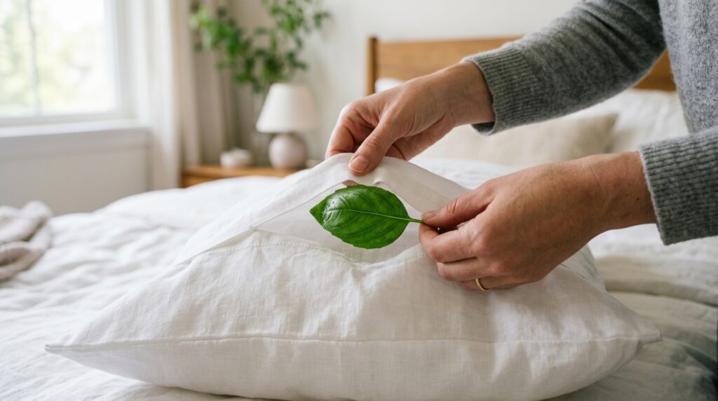 Hands_placing_basil_leaf_pillowcase_202607232353-1024x572 A erva que carrapatos detestam e você precisa ter na janela