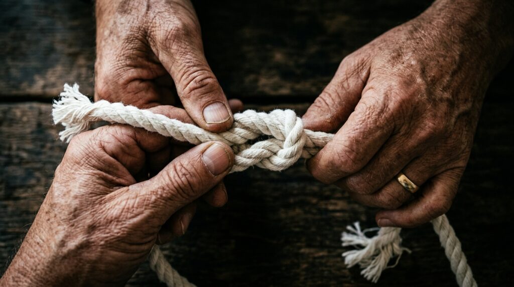 A frase que muitos sussurram fazendo nó em corda branca para prender a sorte e a riqueza em meses