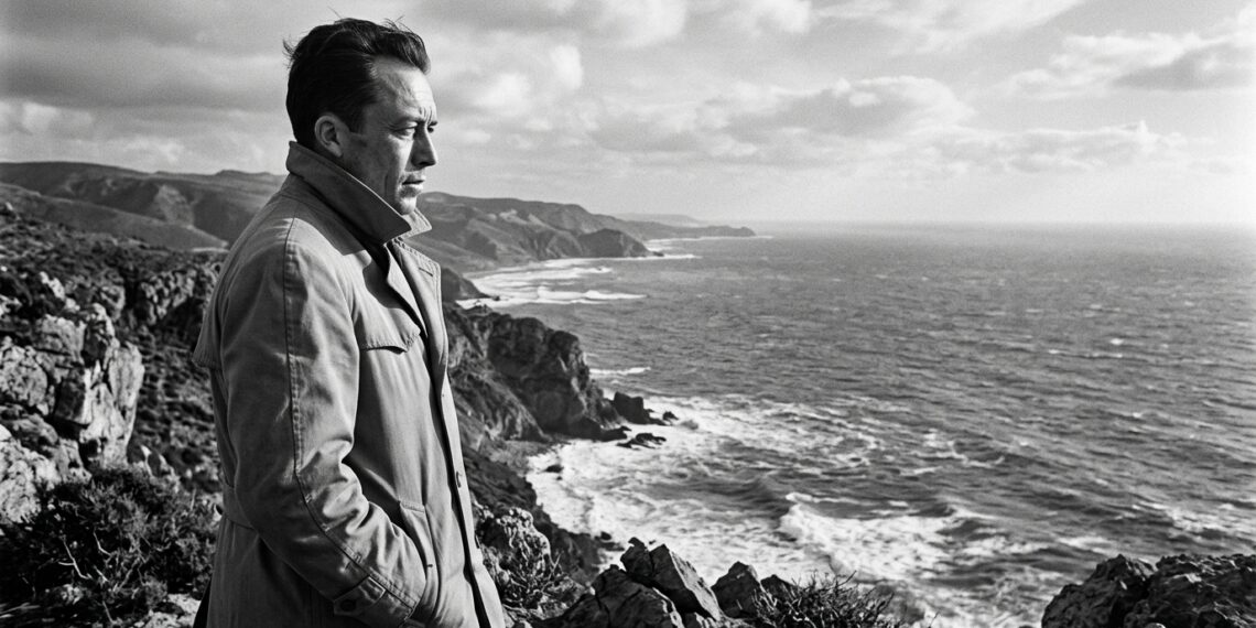 Frase de Albert Camus no dia: "A vida só é compreendida olhando-se para trás; mas ela só é vivida para frente." Uma reflexão sobre ação, tempo e existência em tempos de paralisia