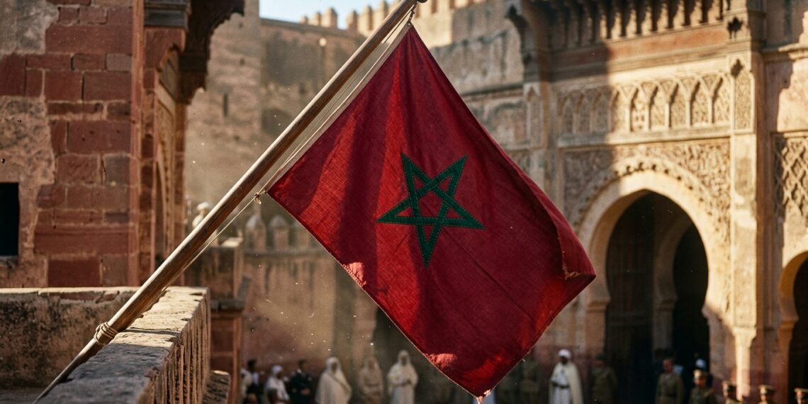 A bandeira de Marrocos é simples à primeira vista: vermelho profundo com uma estrela de cinco pontas