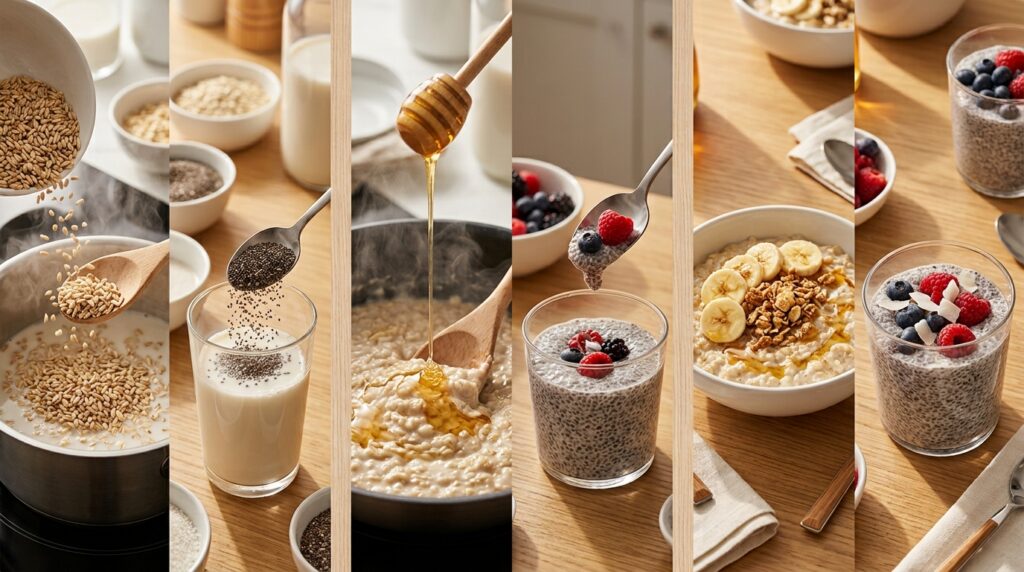 Mingau de aveia ou pudim de chia: qual escolha transforma seu café da manhã